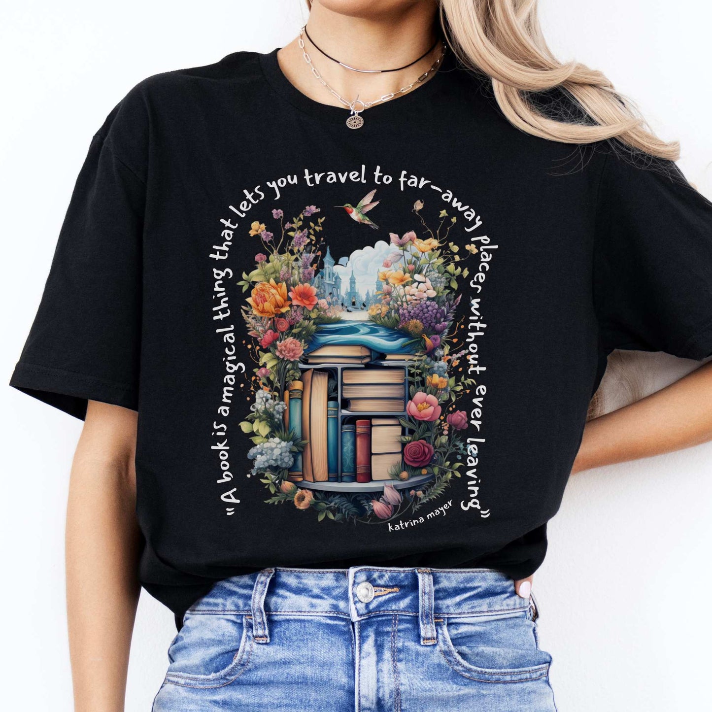 A Book Is A Magical Thing That Takes You To Far Away Places Tee Black / S T-Shirt The Mystic Eden Bookish Book Lovers