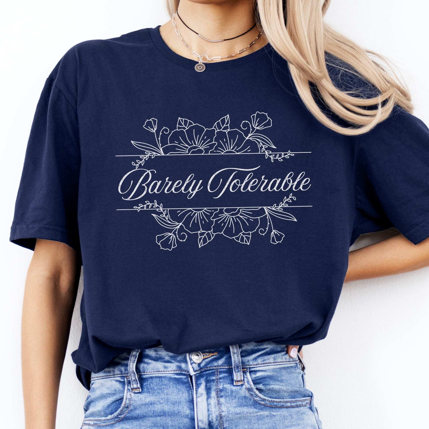 Barely Tolerable Jane Austen Bookish Shirt Navy / S T-Shirt The Mystic Eden Bookish Book Lovers