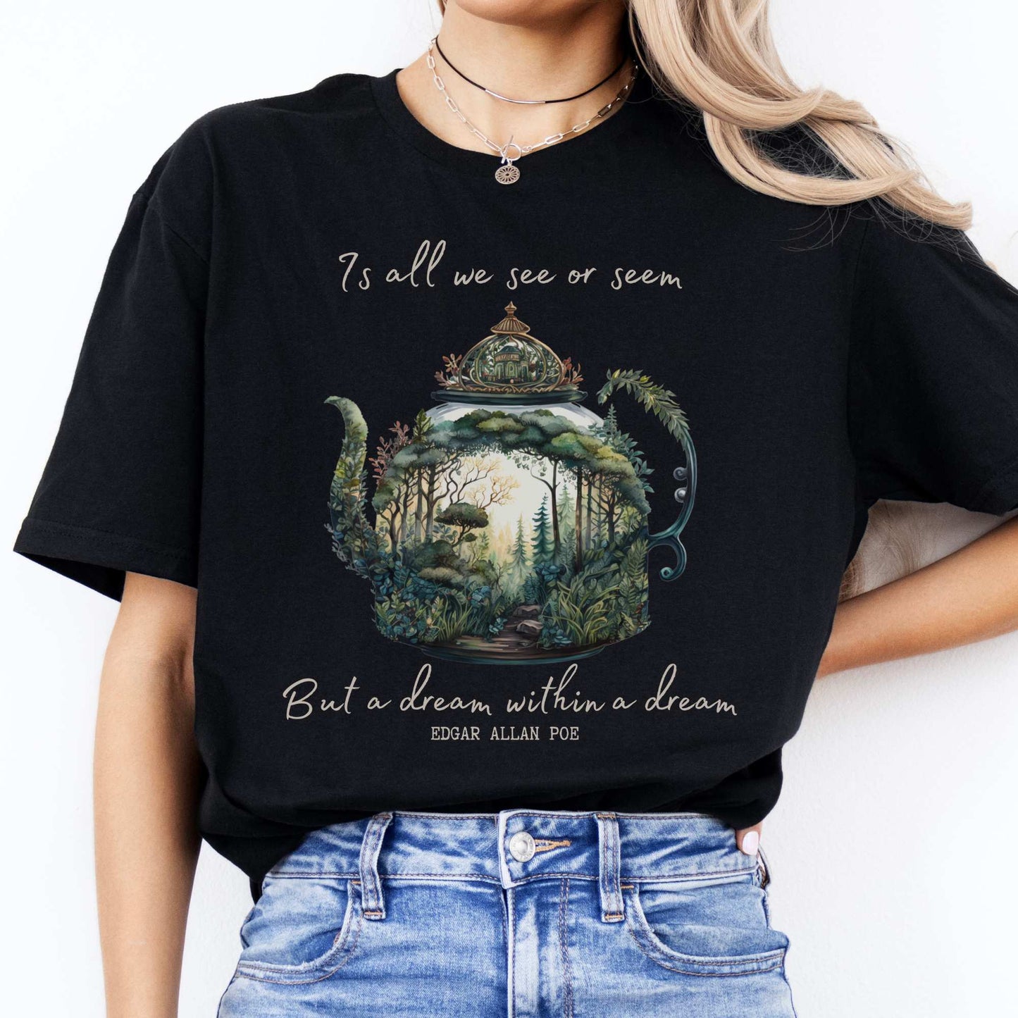 Dream Within A Dream Edgar Allan Poe Shirt Black / S T-Shirt The Mystic Eden Bookish Book Lovers