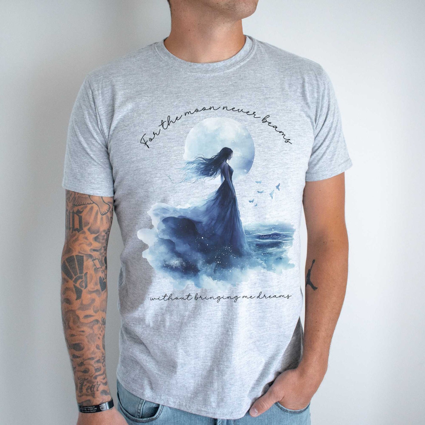 For the moon beams Without Bringing Me Dreams Annabel Lee Edgar Allan Poe Shirt T-Shirt The Mystic Eden Bookish Book Lovers