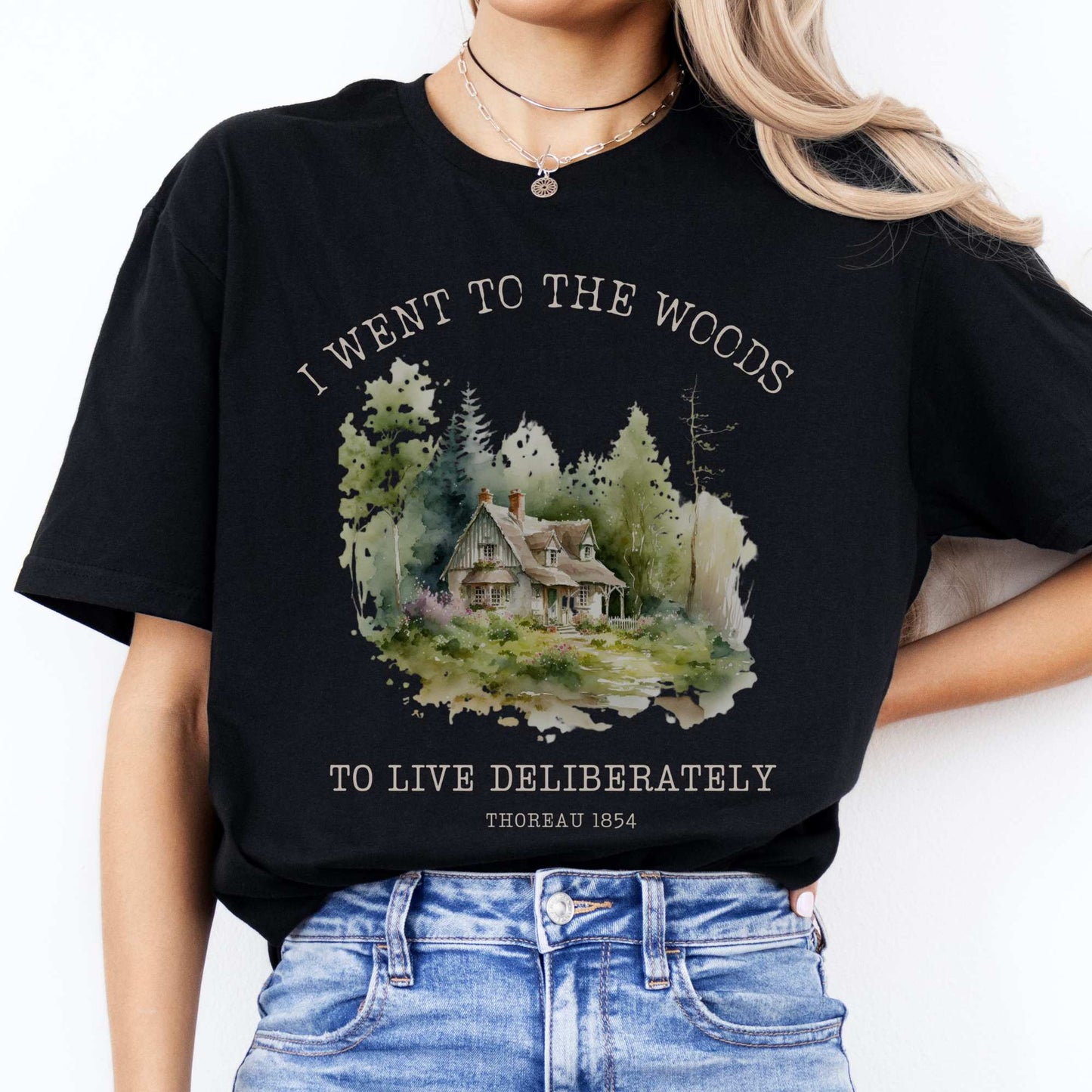 I Went To The Woods To Live Deliberately Henry Thoreau Tee Black / S T-Shirt The Mystic Eden Bookish Book Lovers