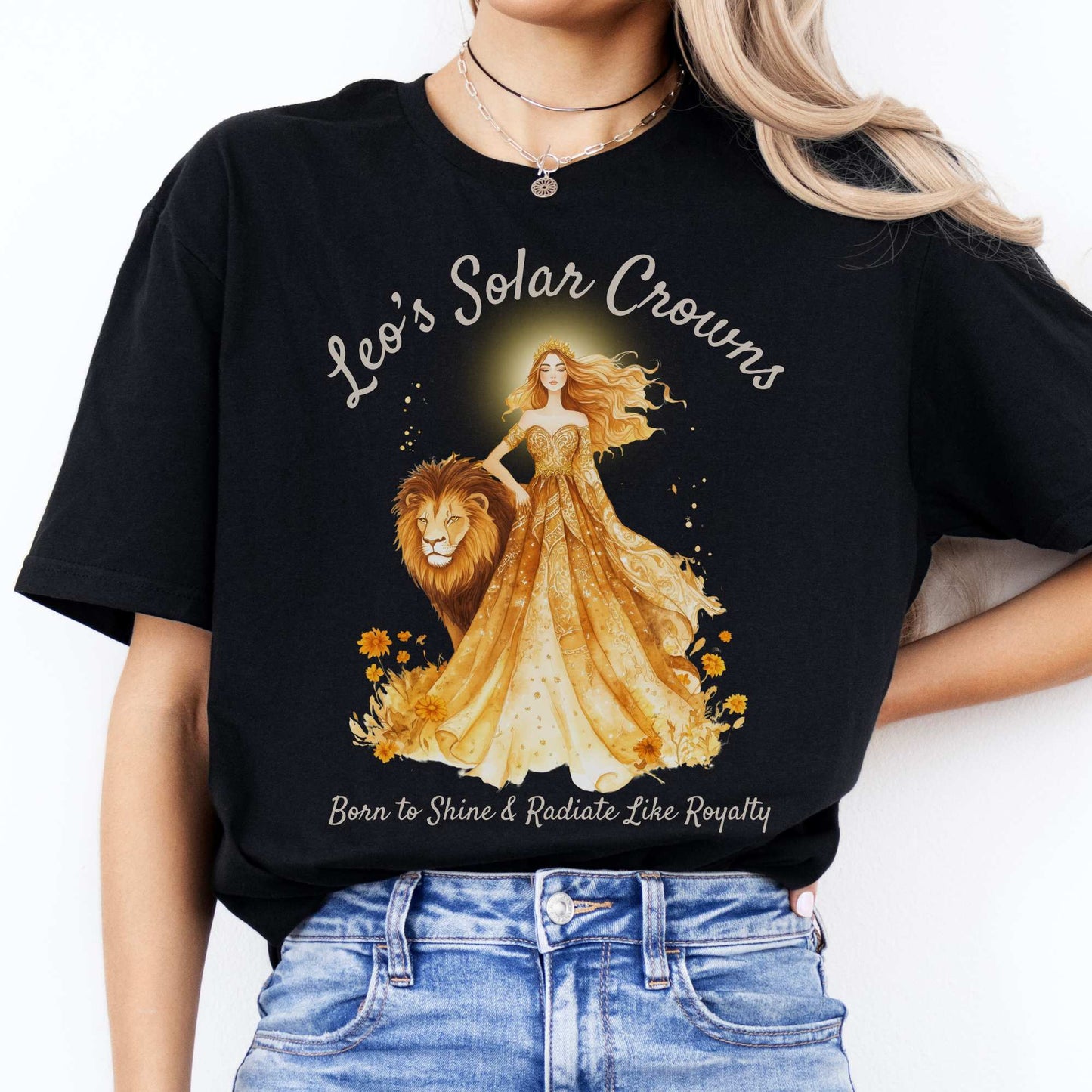 Leo's Solar Crowns Zodiac Shirt Black / S T-Shirt The Mystic Eden Bookish Book Lovers