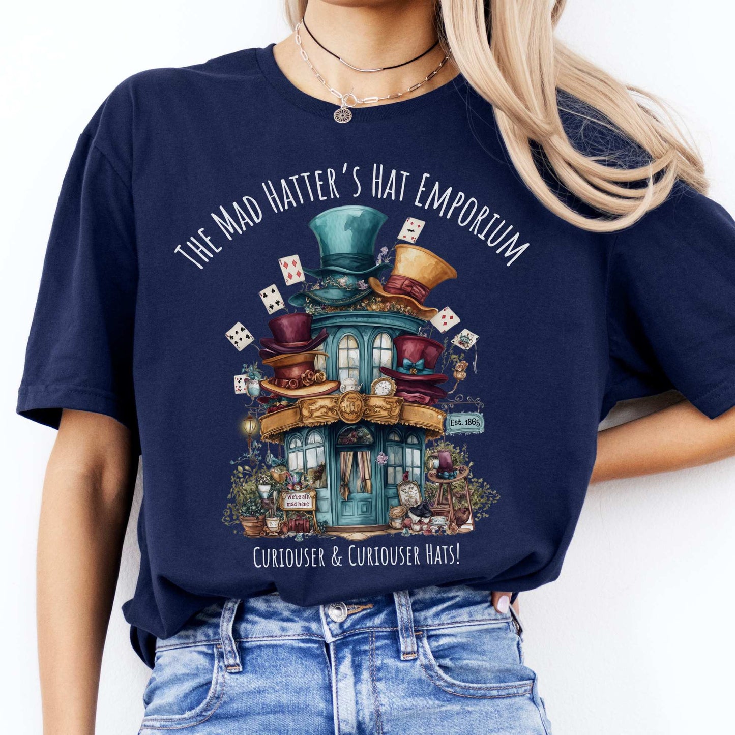 The Mad Hatter's Hat Emporium Shirt Navy / S T-Shirt The Mystic Eden Bookish Book Lovers
