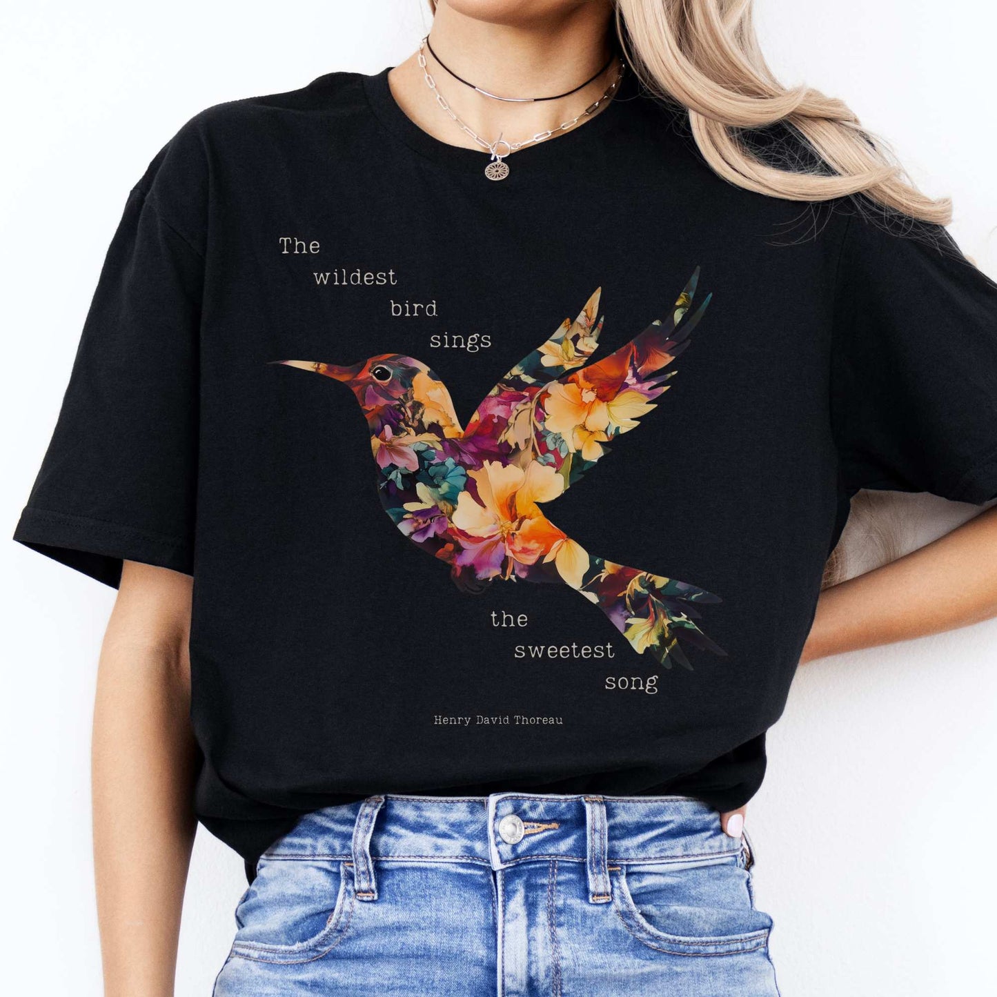 The wildest bird sings the sweetest song - Henry Thoreau Shirt Black / S T-Shirt The Mystic Eden Bookish Book Lovers