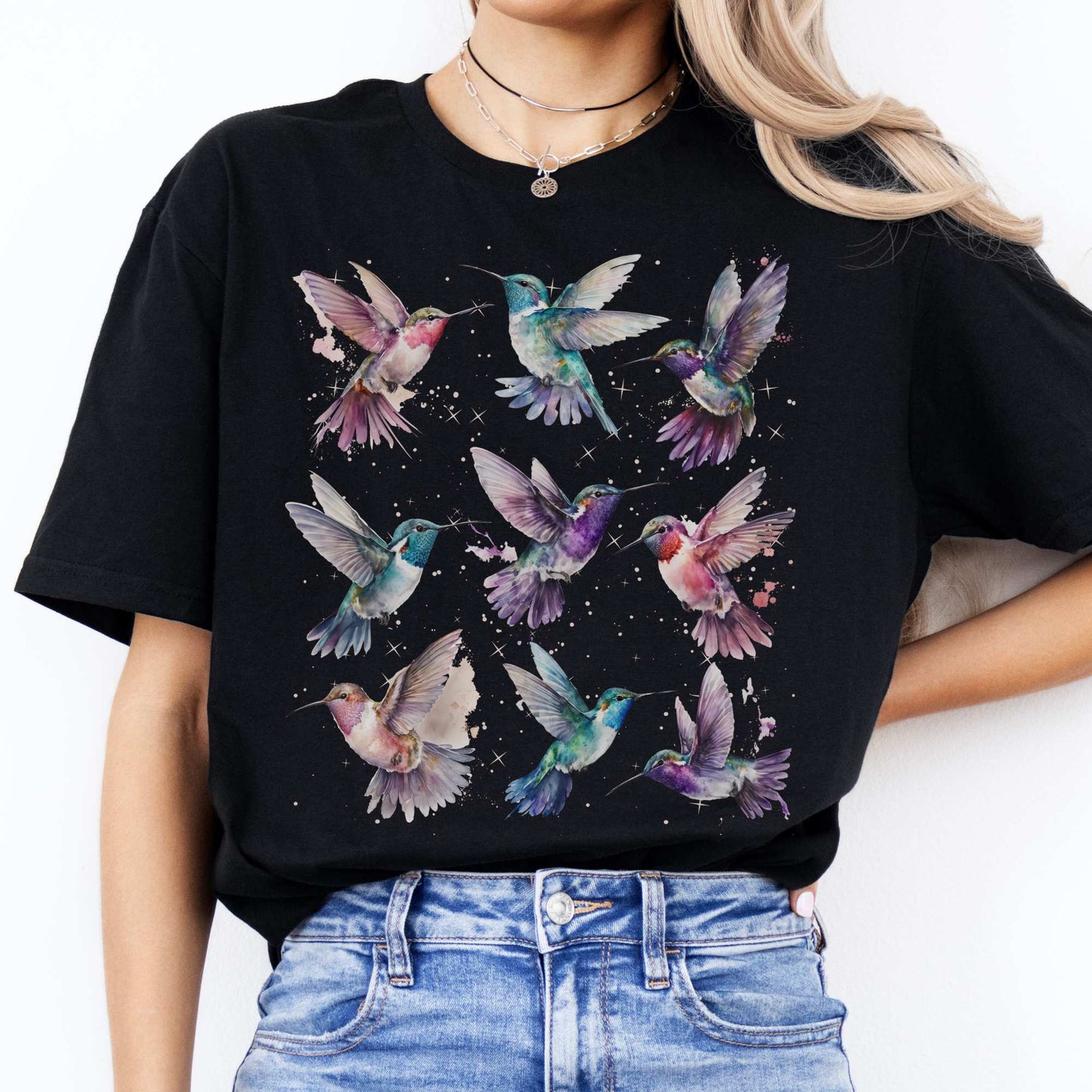 Vintage Hummingbird T-shirt Black / S T-Shirt The Mystic Eden Bookish Book Lovers