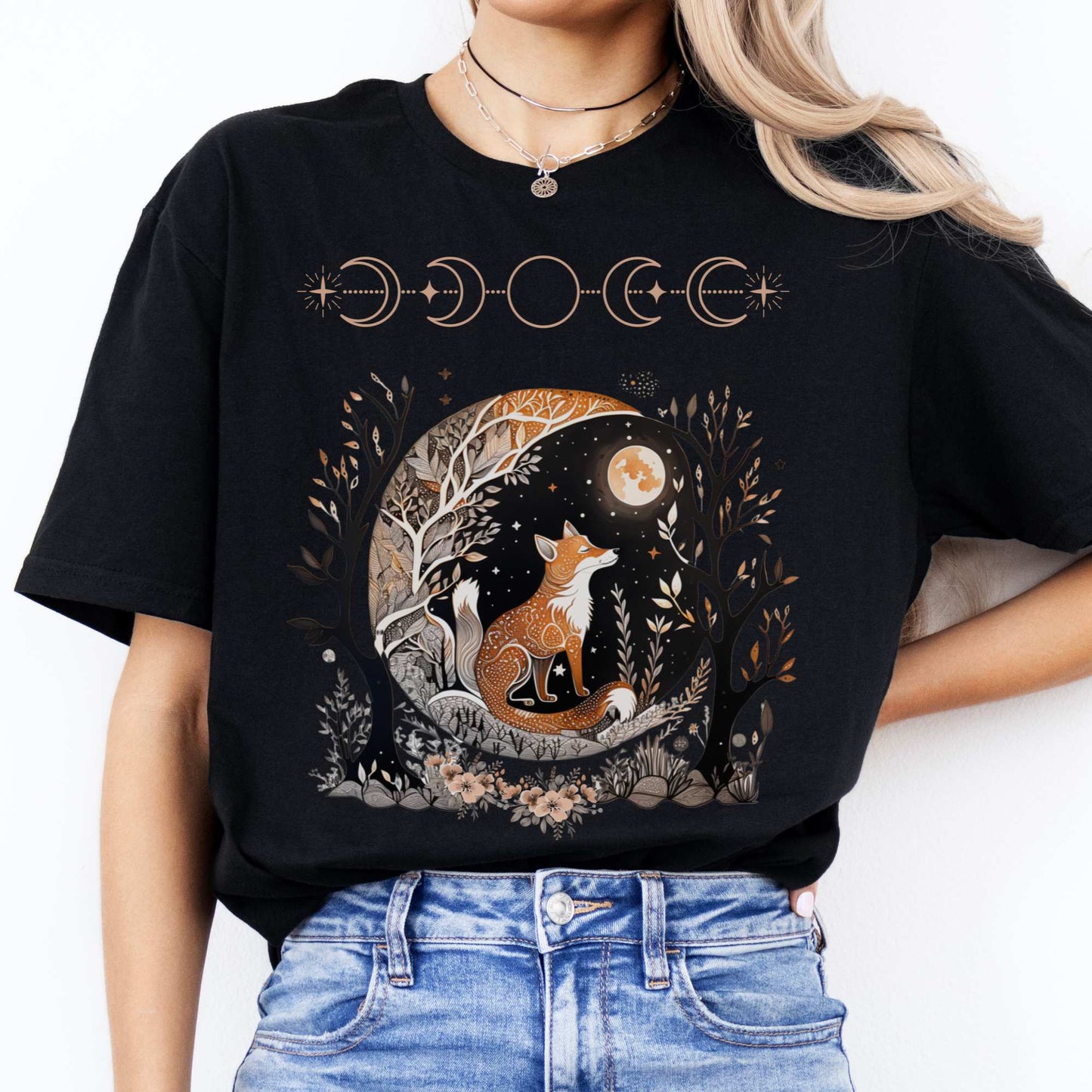 Witchy Fox Whimsigoth T-shirt Black / S T-Shirt The Mystic Eden Bookish Book Lovers