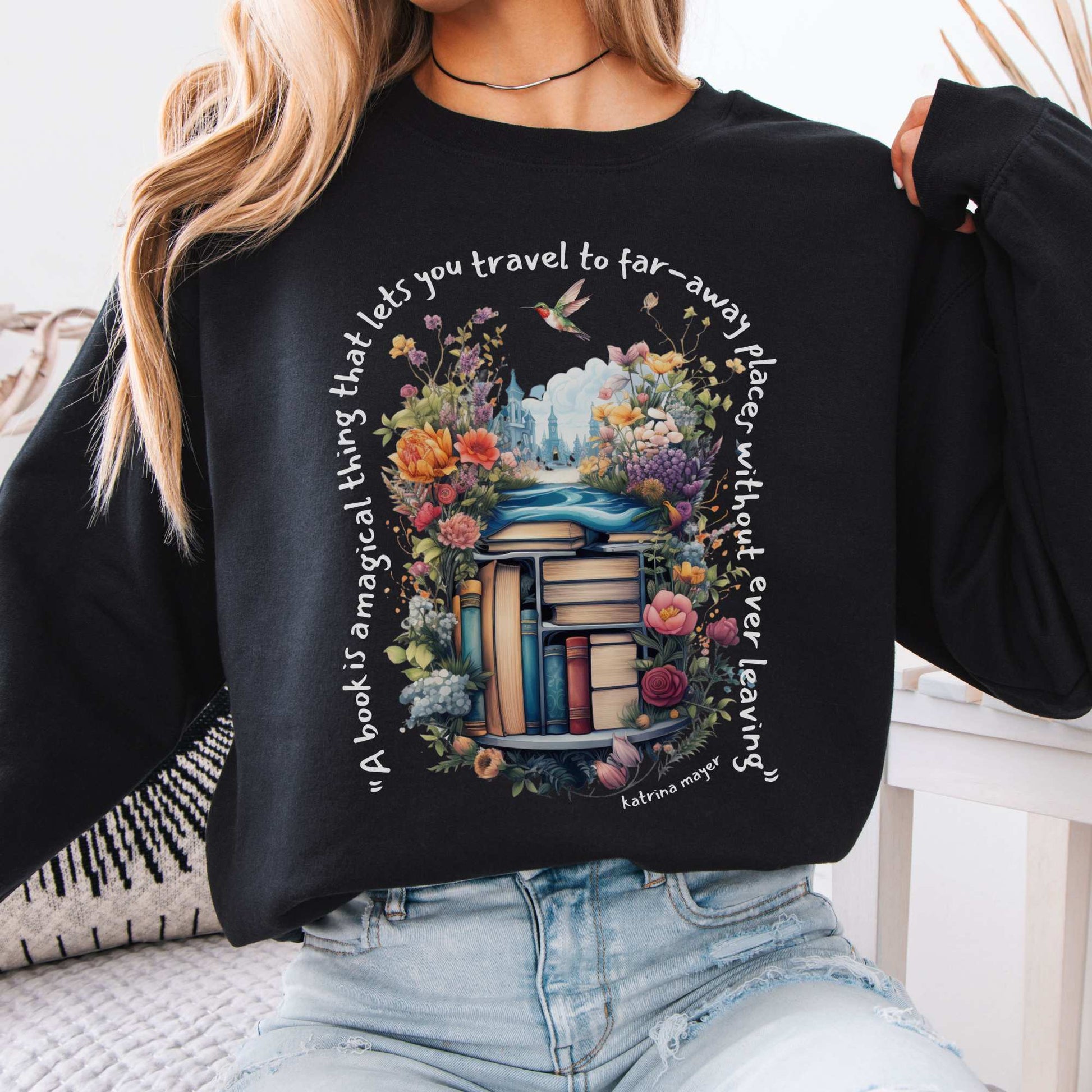A Book Is A Magical Thing Sweatshirt Black / S Sweatshirt The Mystic Eden Bookish Book Lovers