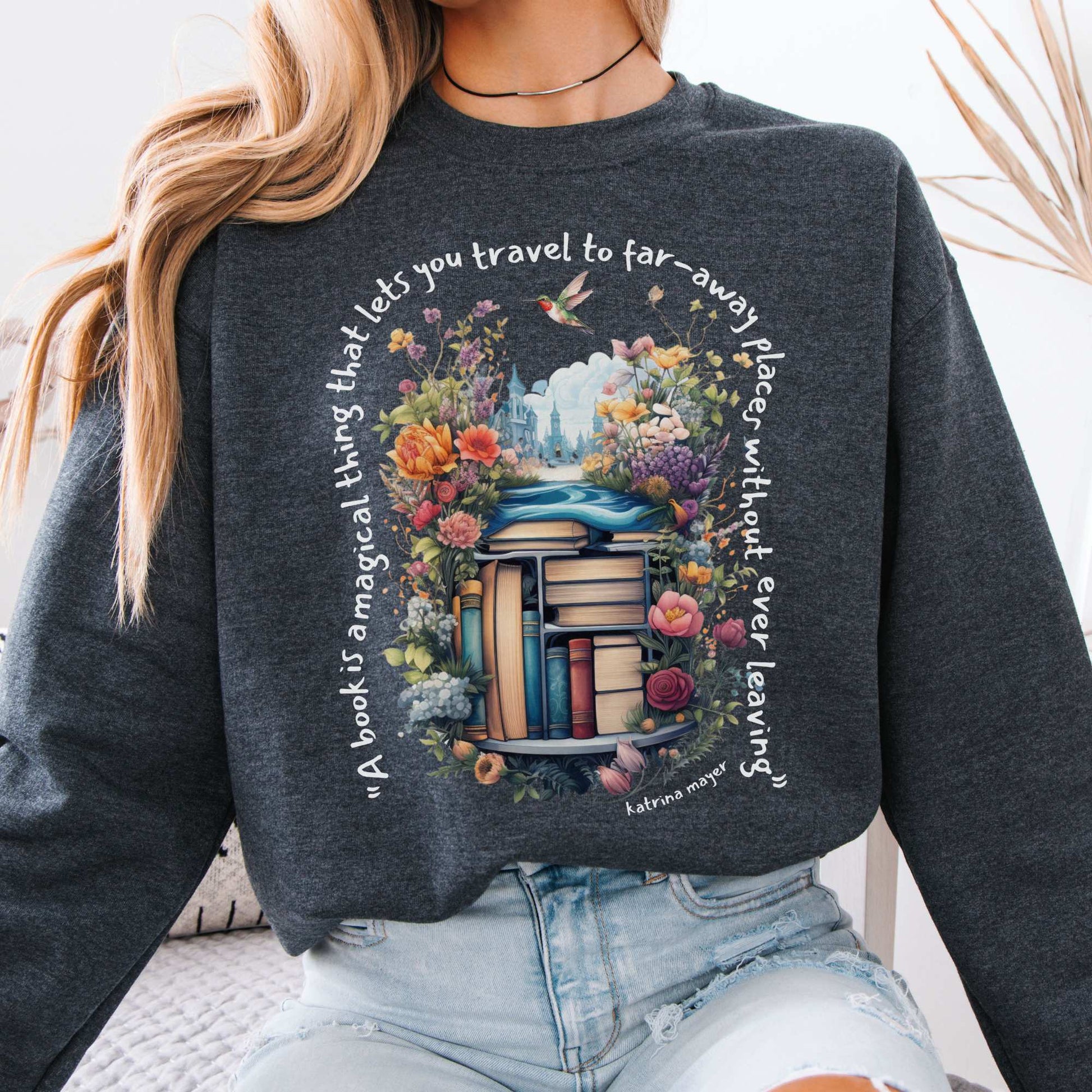 A Book Is A Magical Thing Sweatshirt Dark Heather / S Sweatshirt The Mystic Eden Bookish Book Lovers
