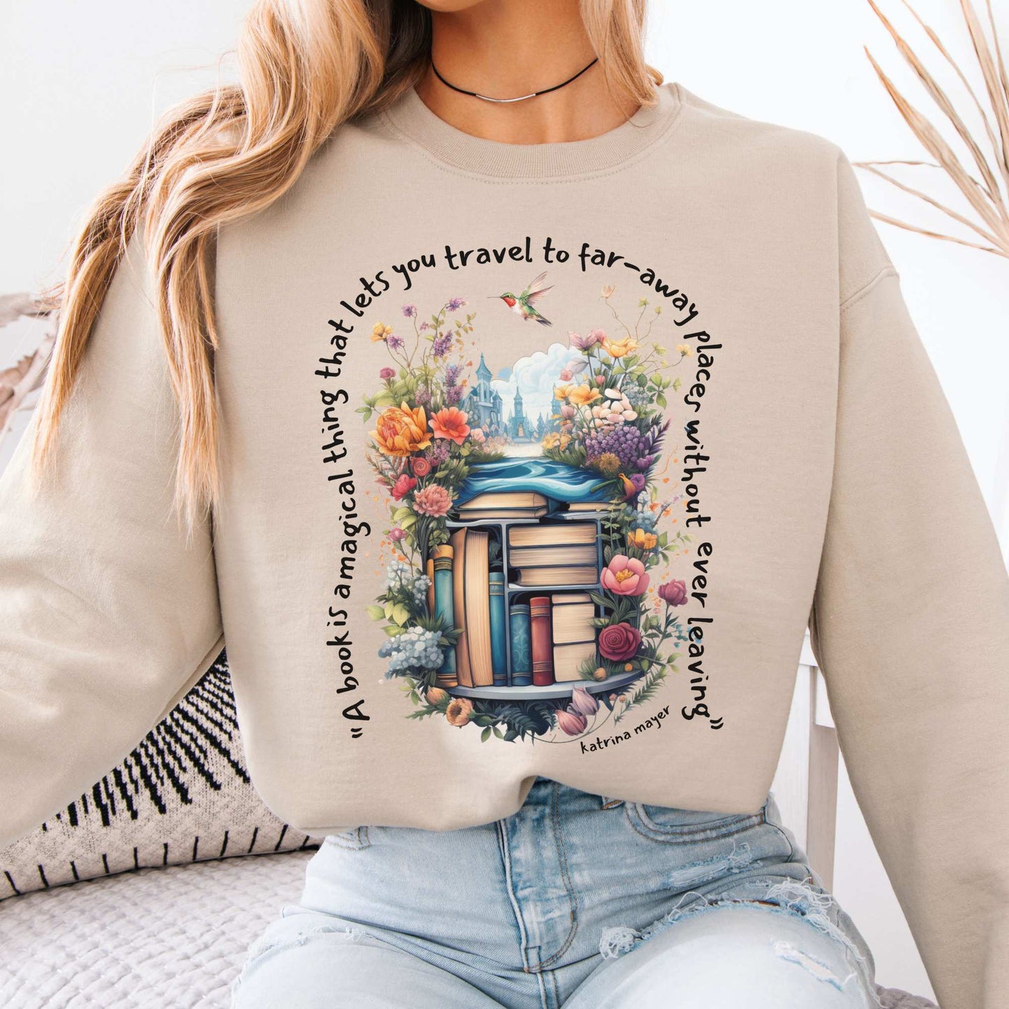 A Book Is A Magical Thing Sweatshirt Sand / S Sweatshirt The Mystic Eden Bookish Book Lovers