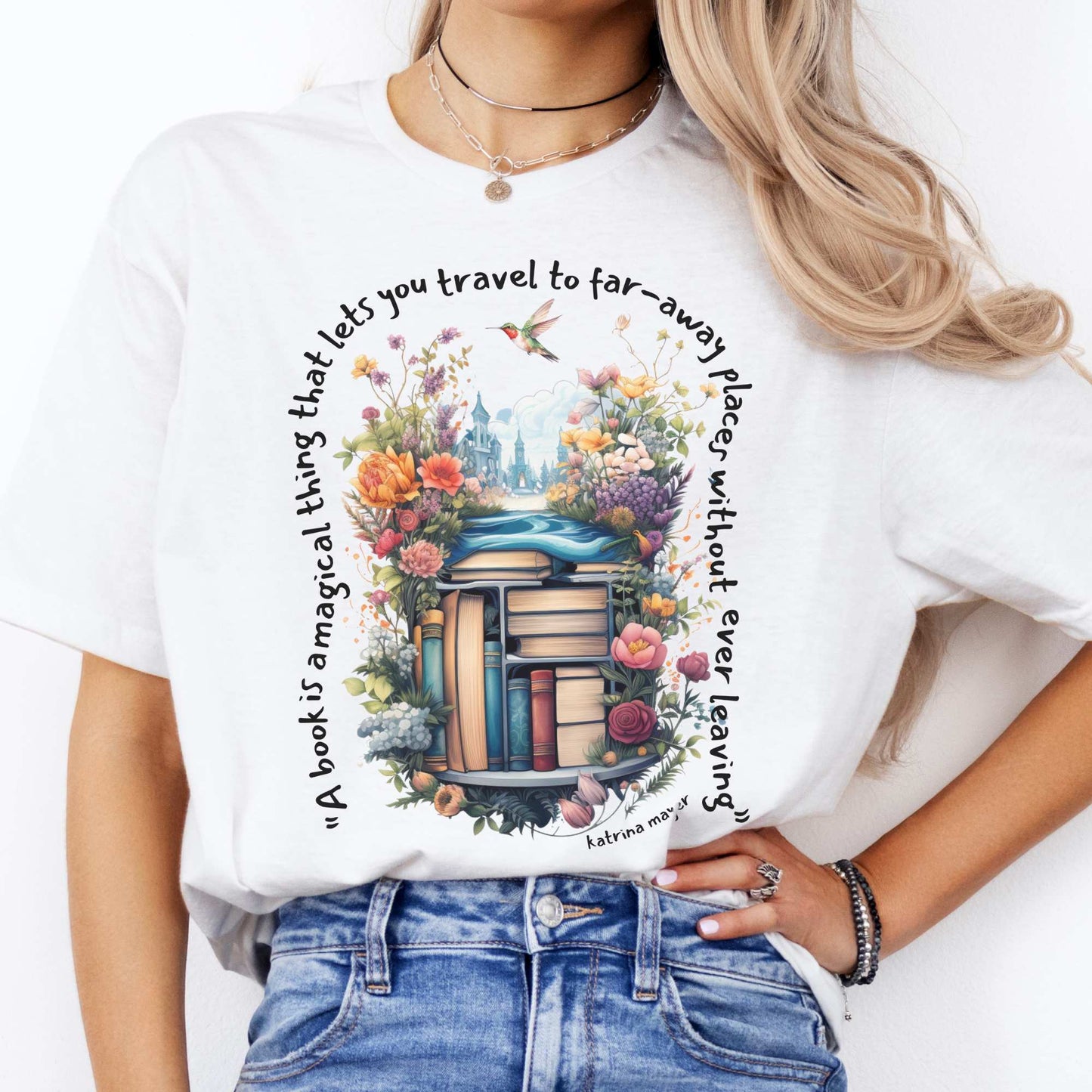 A Book Is A Magical Thing That Takes You To Far Away Places Tee White / S T-Shirt The Mystic Eden Bookish Book Lovers