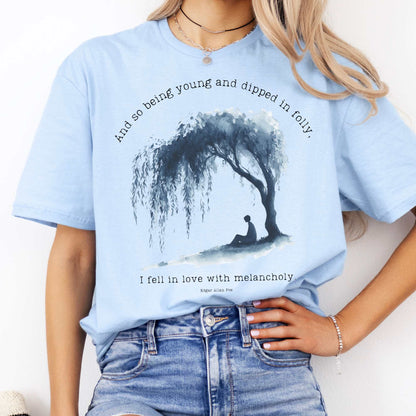And So Being Young Edgar Allan Poe Shirt Light Blue / S T-Shirt The Mystic Eden Bookish Book Lovers