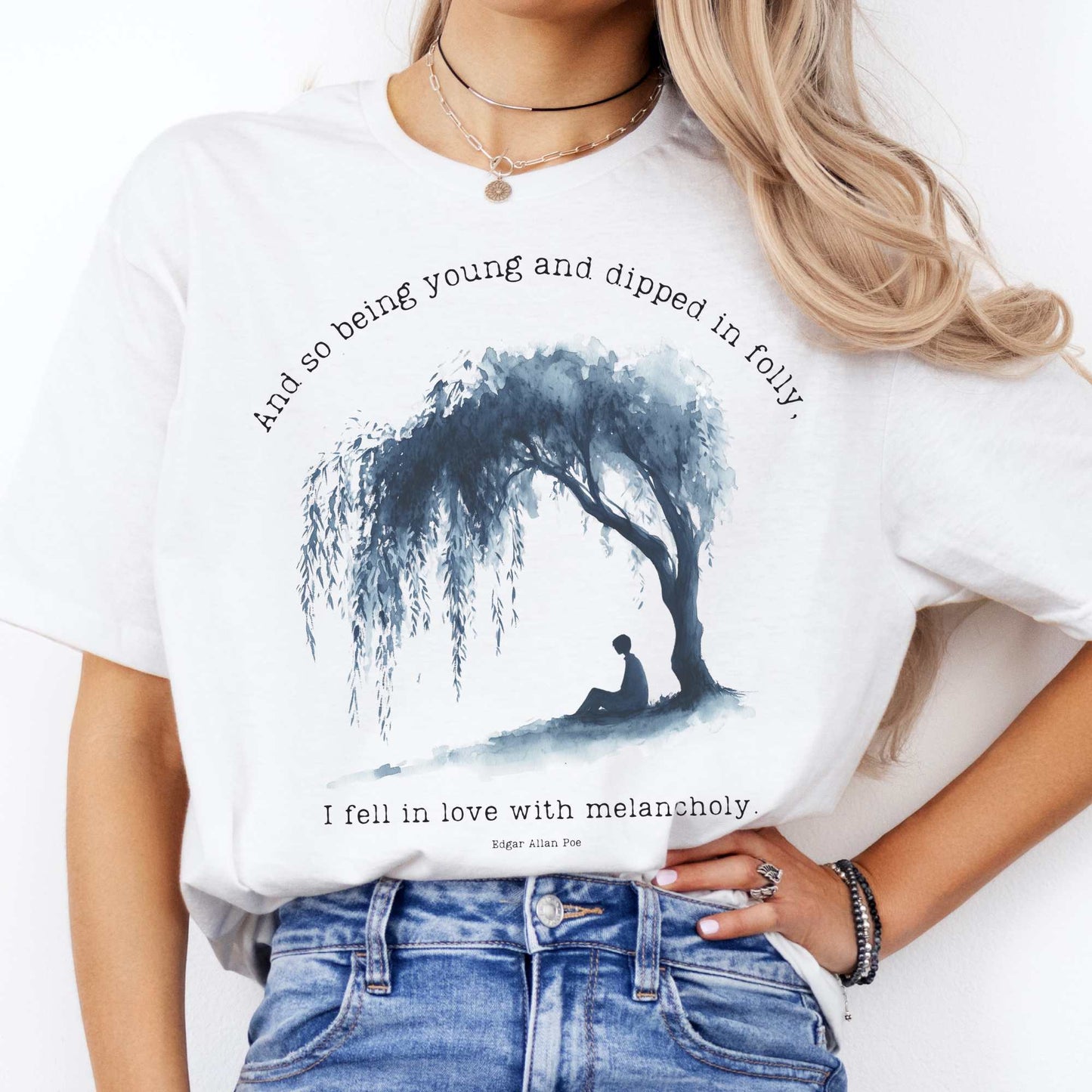 And So Being Young Edgar Allan Poe Shirt White / S T-Shirt The Mystic Eden Bookish Book Lovers