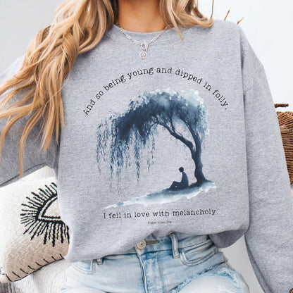 And So Being Young  Edgar Allan Poe Sweatshirt Sport Grey / S Sweatshirt The Mystic Eden Bookish Book Lovers