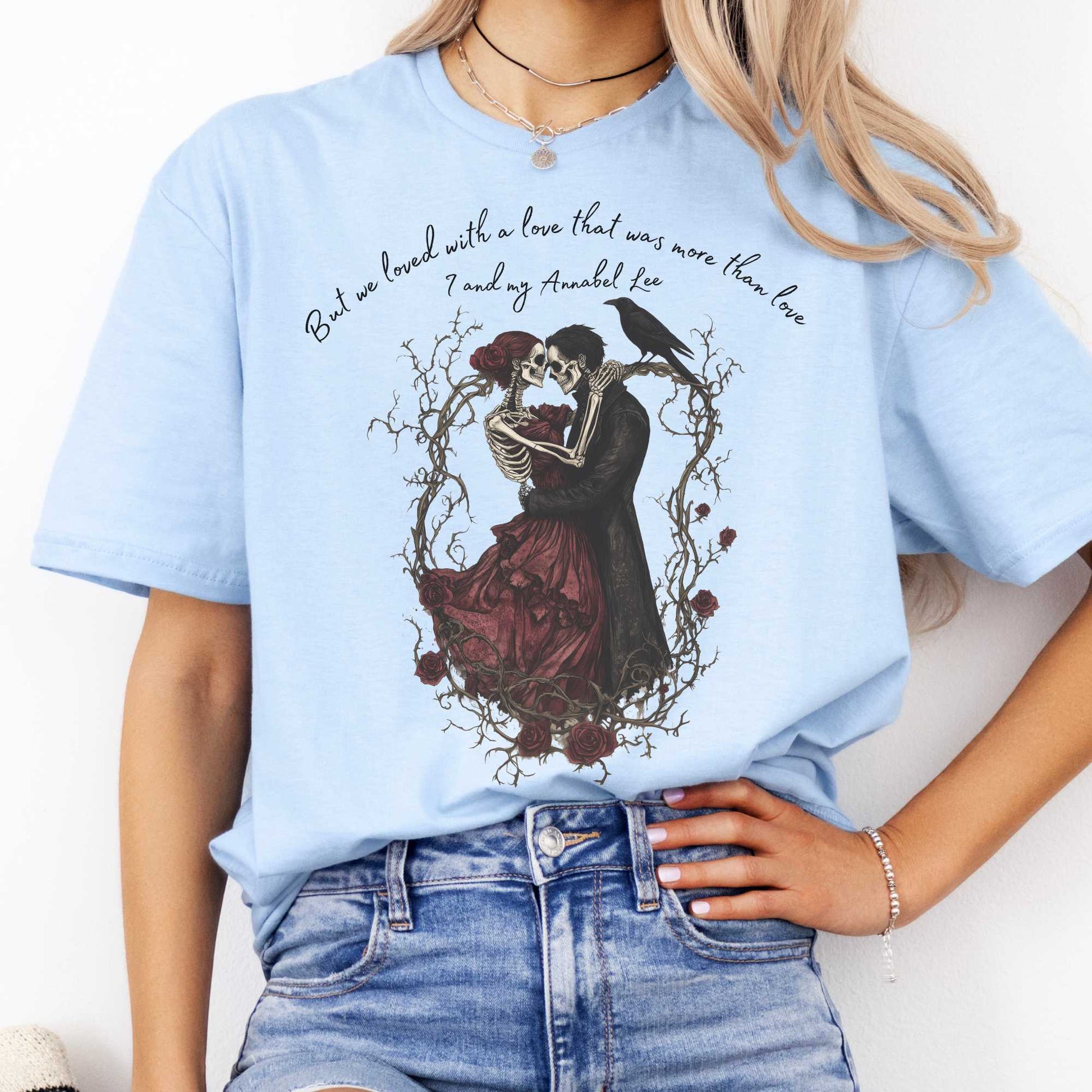 Annabel Lee Edgar Allan Poe Shirt Light Blue / S T-Shirt The Mystic Eden Bookish Book Lovers