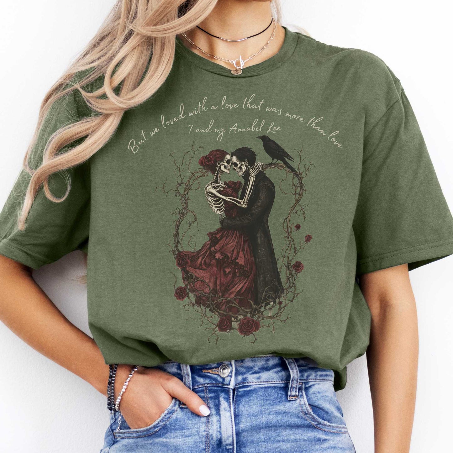 Annabel Lee Edgar Allan Poe Shirt Military Green / S T-Shirt The Mystic Eden Bookish Book Lovers