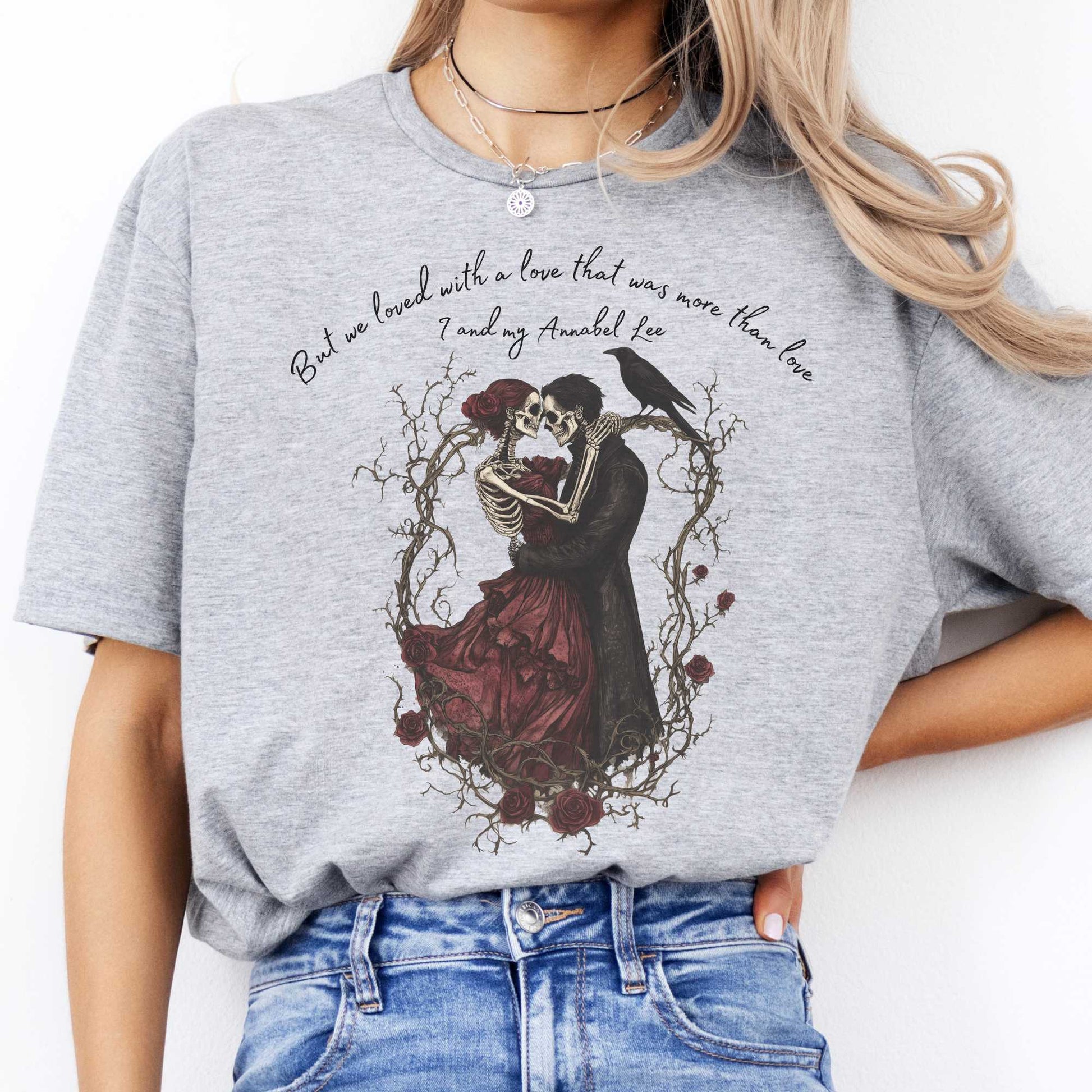 Annabel Lee Edgar Allan Poe Shirt Sport Grey / S T-Shirt The Mystic Eden Bookish Book Lovers