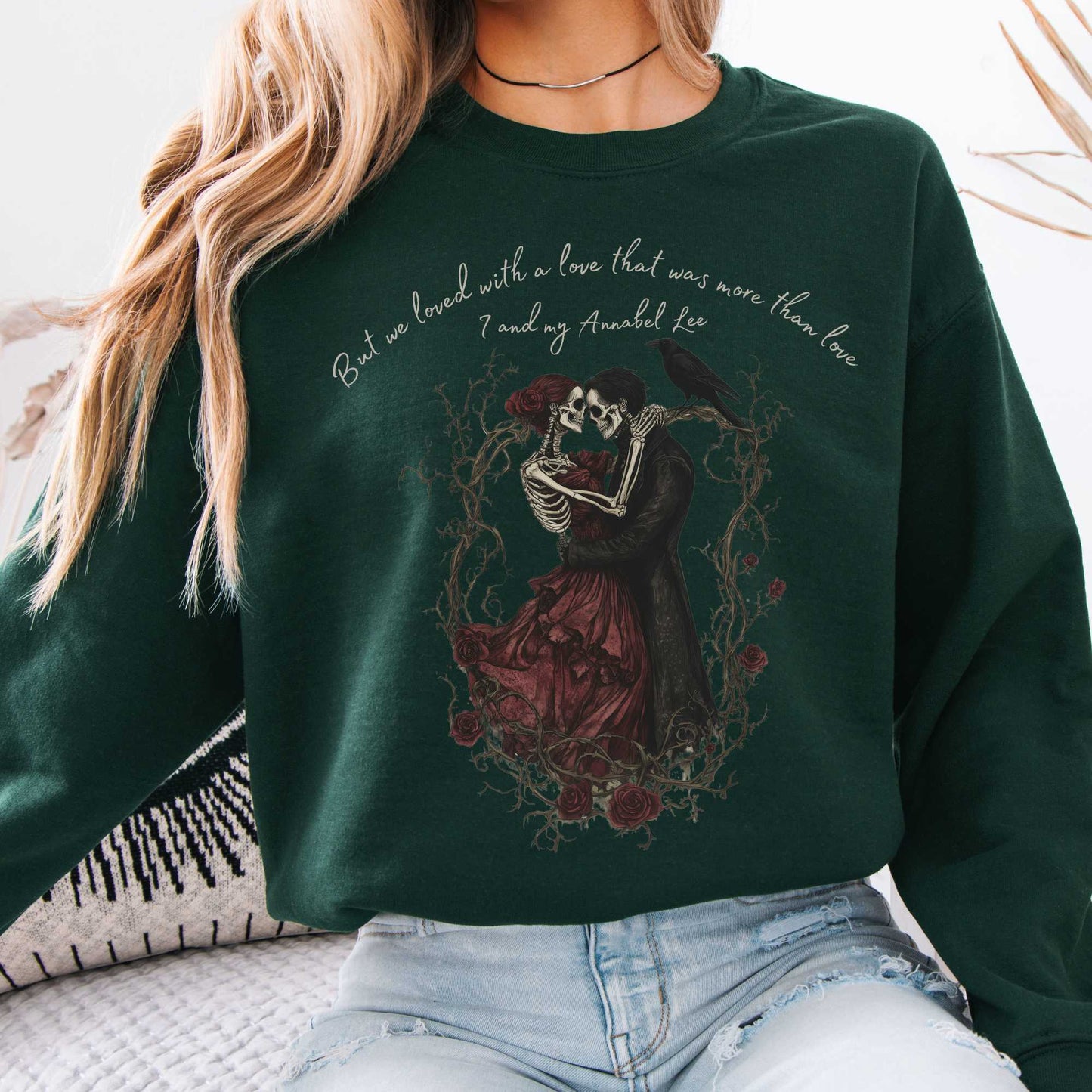 Annabel Lee Edgar Allan Poe Sweatshirt Forest Green / S Sweatshirt The Mystic Eden Bookish Book Lovers