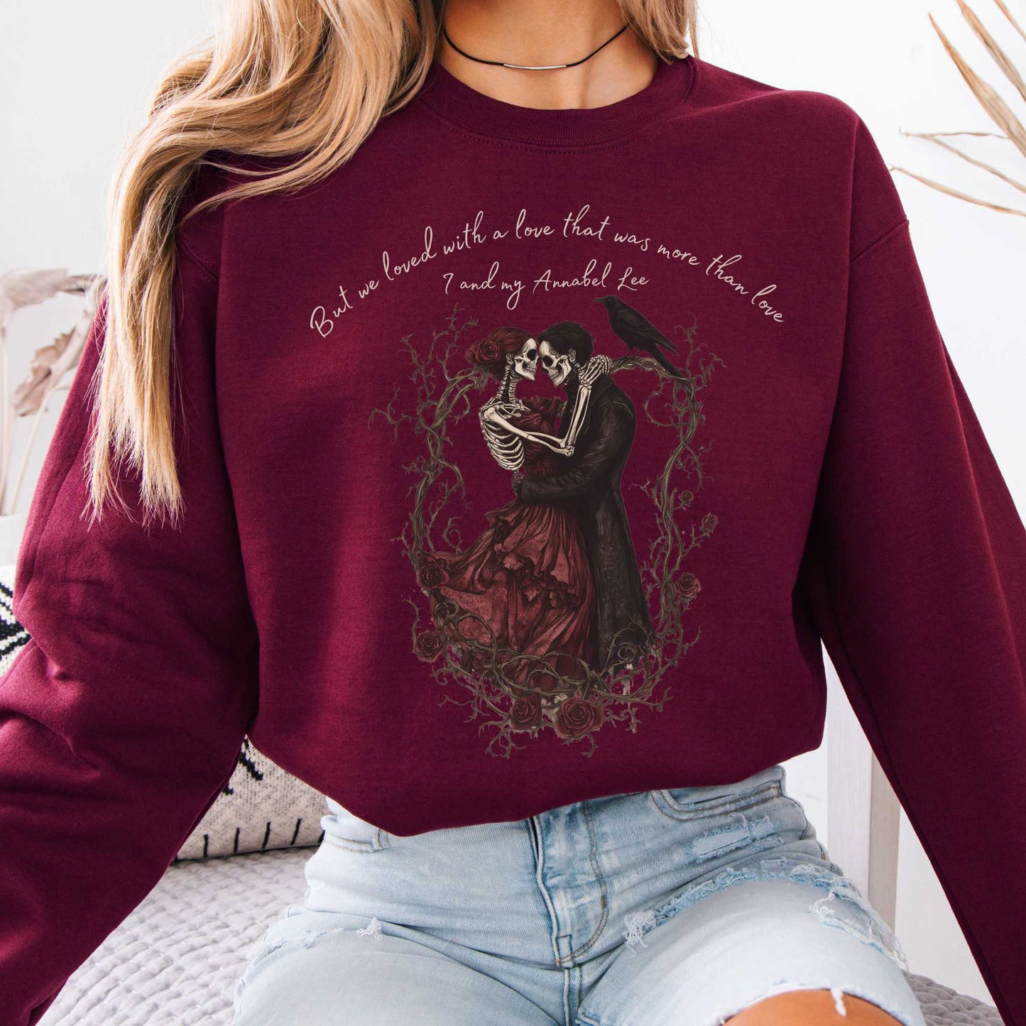 Annabel Lee Edgar Allan Poe Sweatshirt Maroon / S Sweatshirt The Mystic Eden Bookish Book Lovers