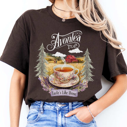 Anne of Green Gables Avonlea Tea Shirt Dark Chocolate / S T-Shirt The Mystic Eden Bookish Book Lovers