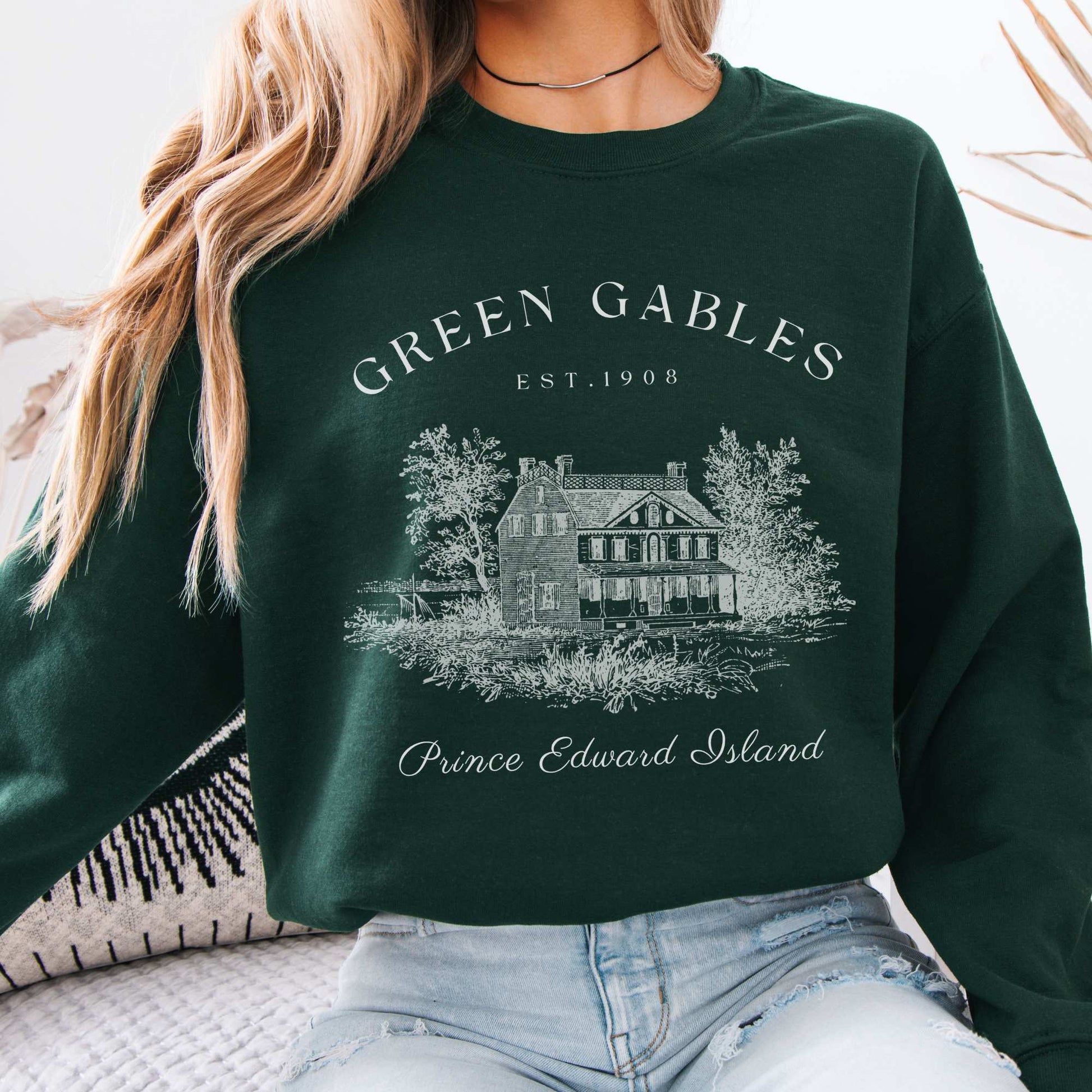 Anne of Green Gables Prince Edward Island Sweatshirt Forest Green / S Sweatshirt The Mystic Eden Bookish Book Lovers