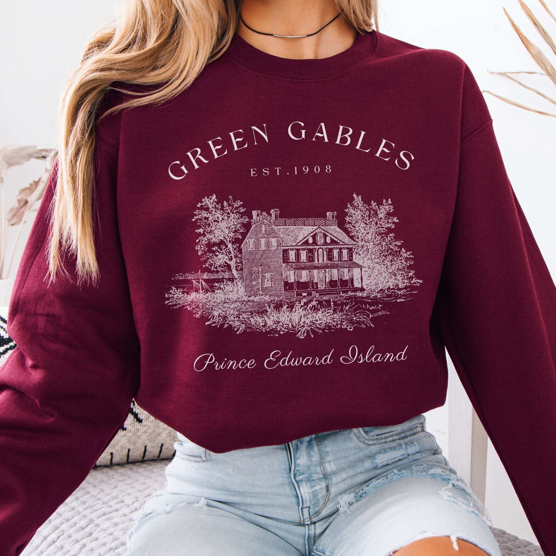 Anne of Green Gables Prince Edward Island Sweatshirt Maroon / S Sweatshirt The Mystic Eden Bookish Book Lovers