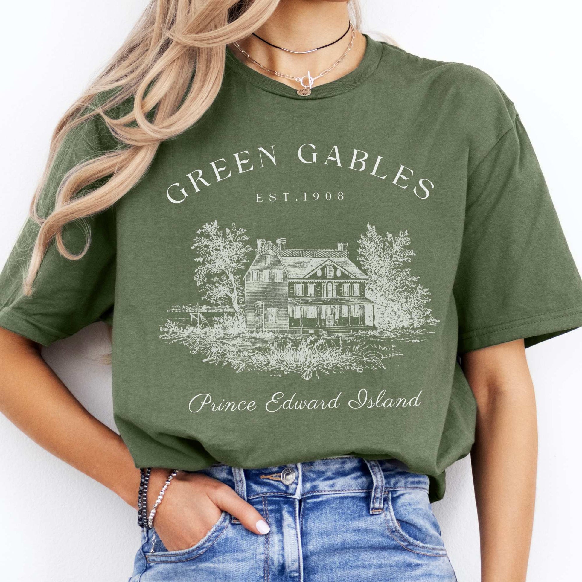 Anne of Green Gables Prince Edward Island T-Shirt Military Green / S T-Shirt The Mystic Eden Bookish Book Lovers