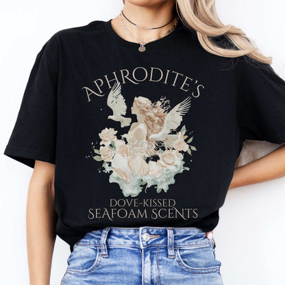 Aphrodite's Dove-Kissed Seafoam Scents Tee Black / S T-Shirt The Mystic Eden Bookish Book Lovers