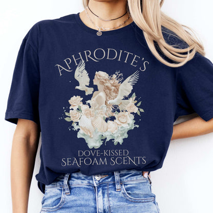Aphrodite's Dove-Kissed Seafoam Scents Tee Navy / S T-Shirt The Mystic Eden Bookish Book Lovers