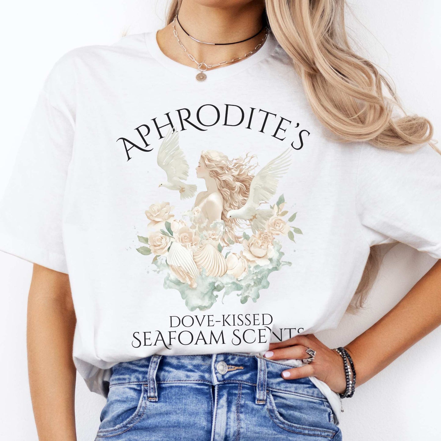 Aphrodite's Dove-Kissed Seafoam Scents Tee White / S T-Shirt The Mystic Eden Bookish Book Lovers