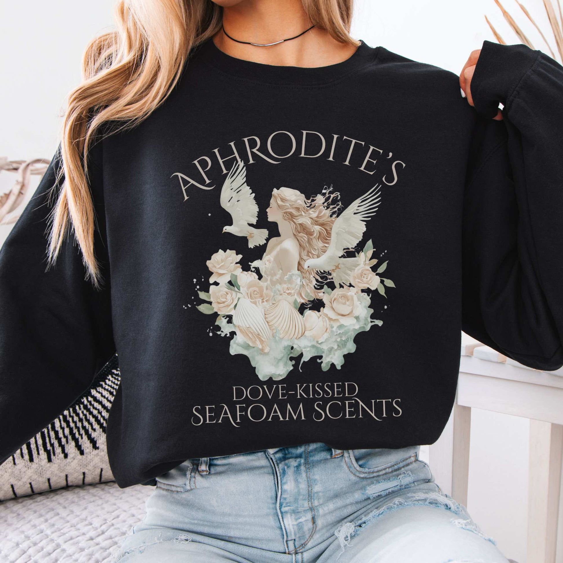 Aphrodite's Seafoam Scents Sweatshirt Black / S Sweatshirt The Mystic Eden Bookish Book Lovers