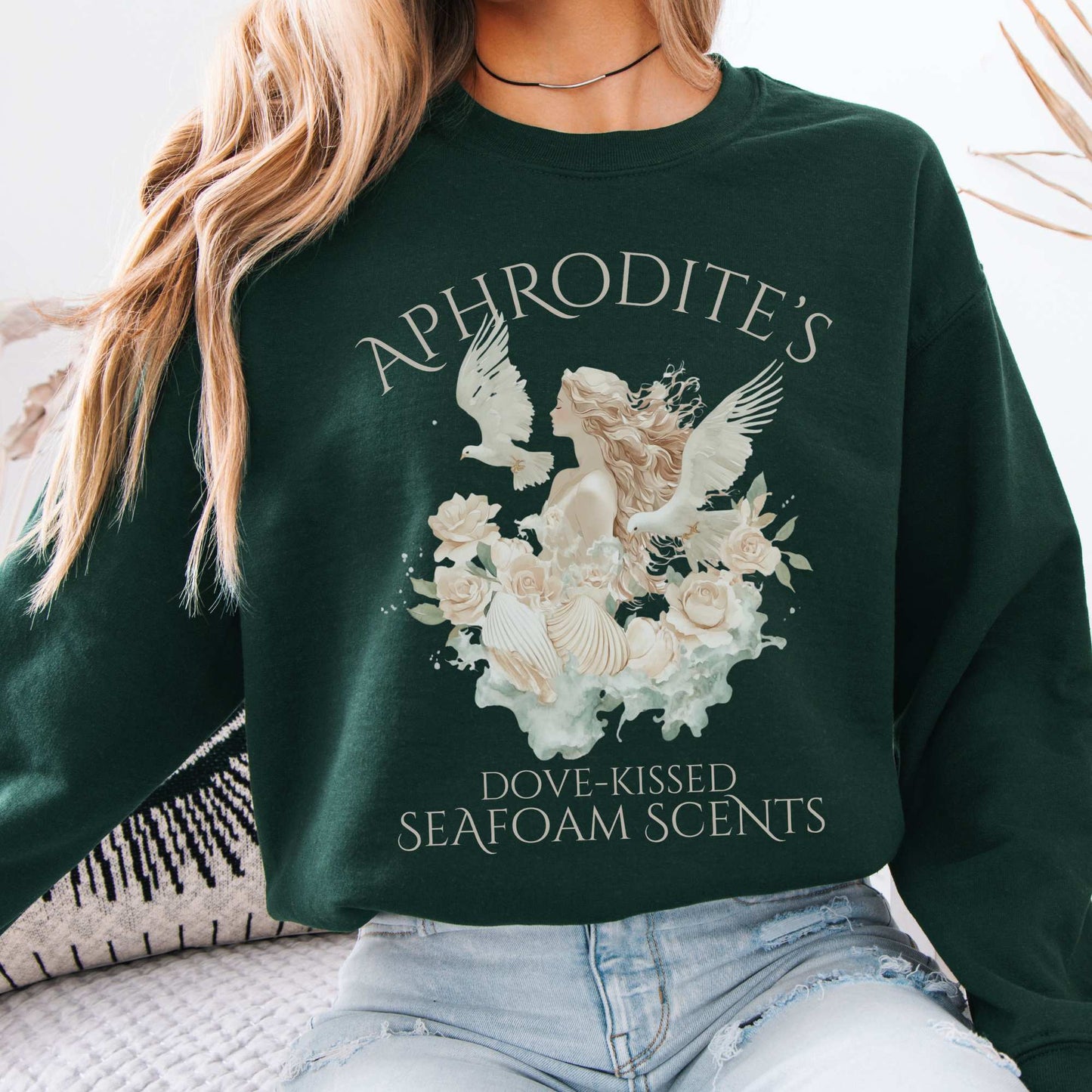 Aphrodite's Seafoam Scents Sweatshirt Forest Green / S Sweatshirt The Mystic Eden Bookish Book Lovers