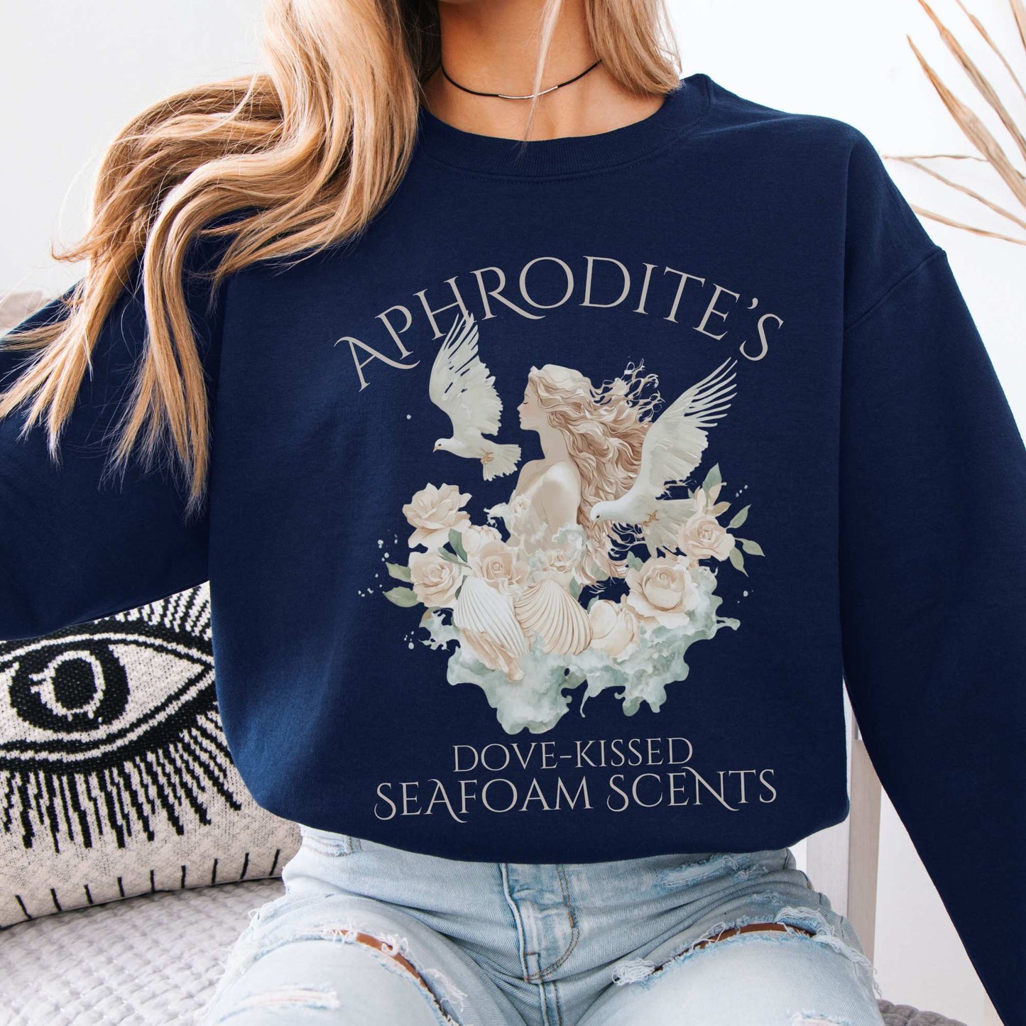 Aphrodite's Seafoam Scents Sweatshirt Navy / S Sweatshirt The Mystic Eden Bookish Book Lovers