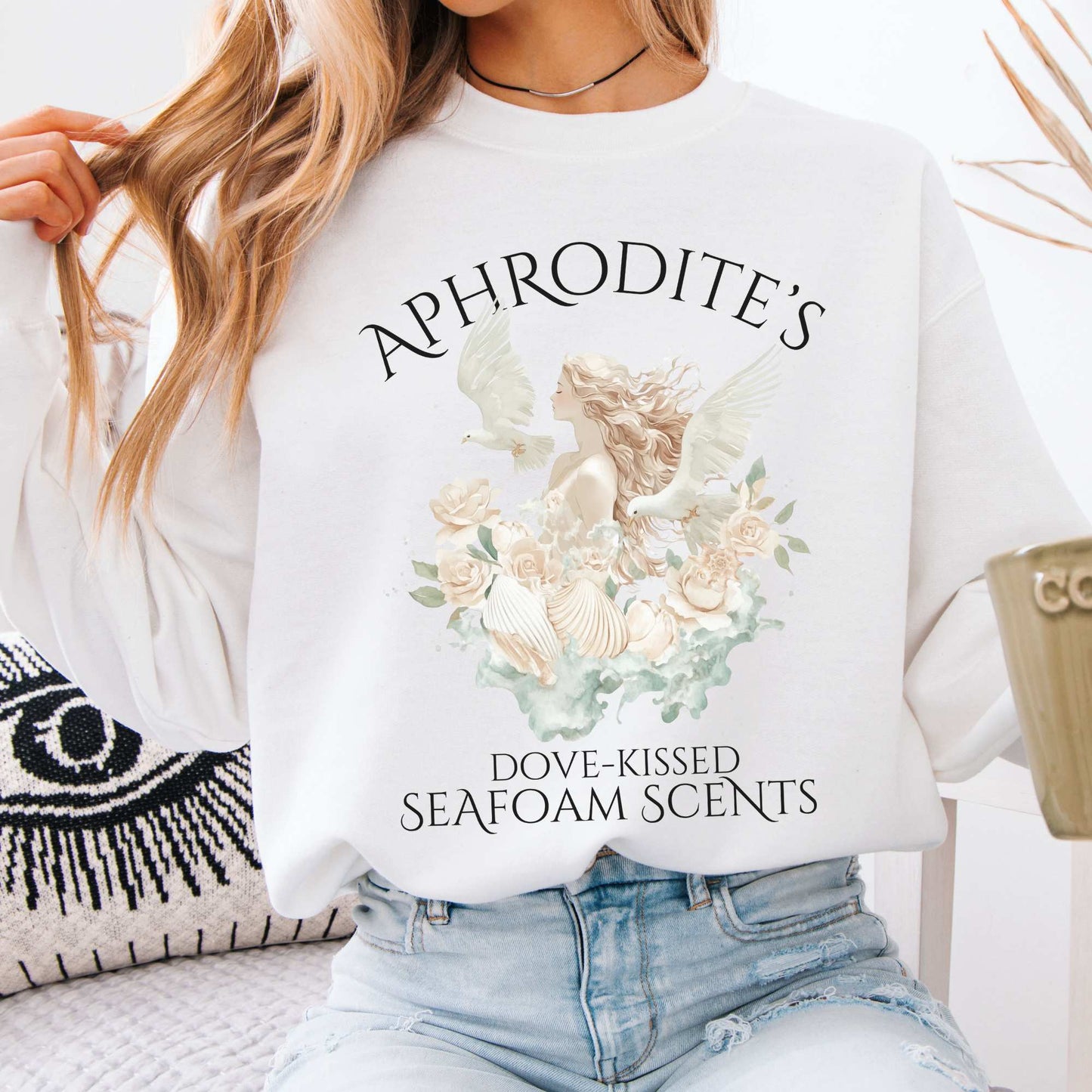 Aphrodite's Seafoam Scents Sweatshirt White / S Sweatshirt The Mystic Eden Bookish Book Lovers