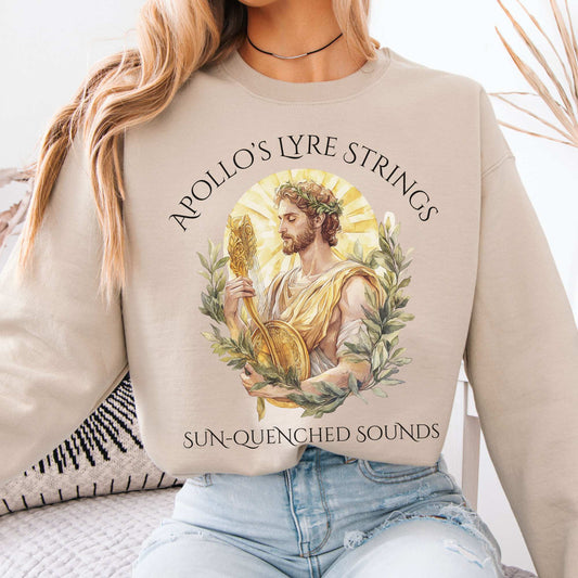 Apollo's Lyre Strings Mythology Sweatshirt Sand / S Sweatshirt The Mystic Eden Bookish Book Lovers