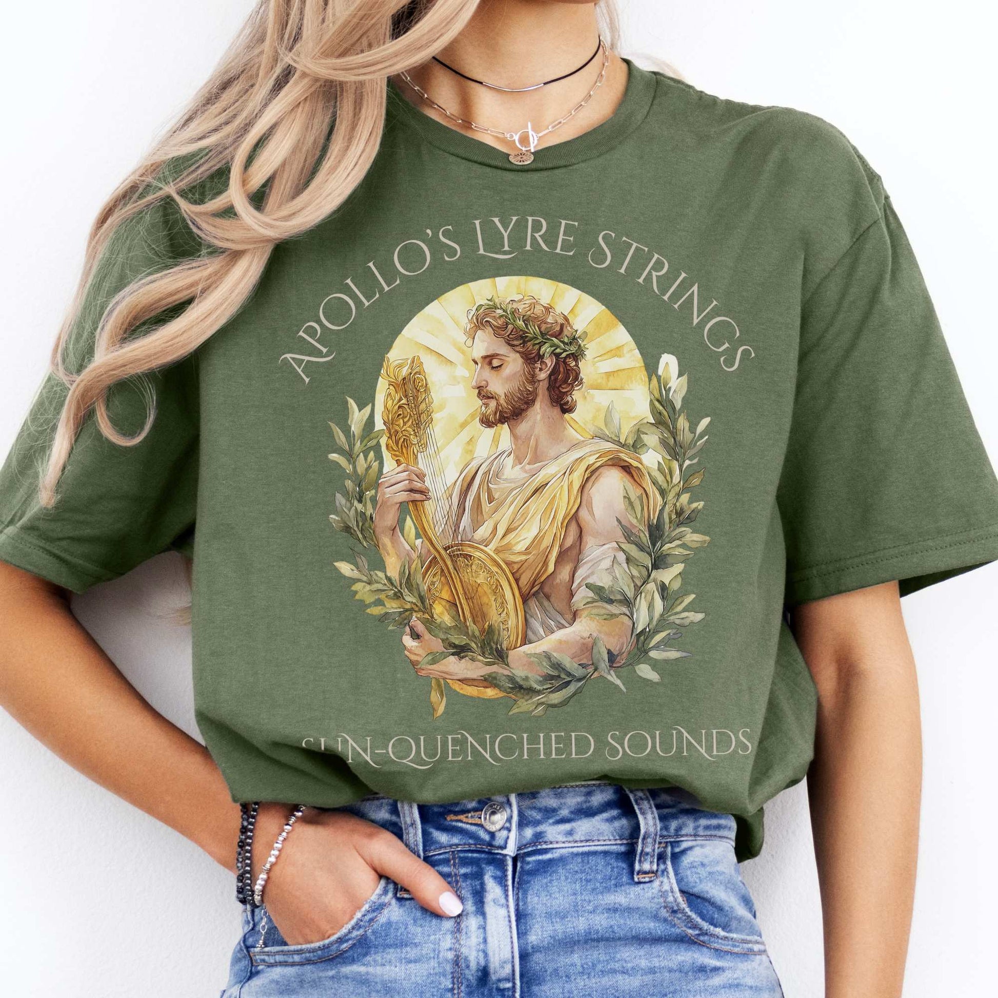 Apollo's Lyre Strings Shirt Military Green / S T-Shirt The Mystic Eden Bookish Book Lovers