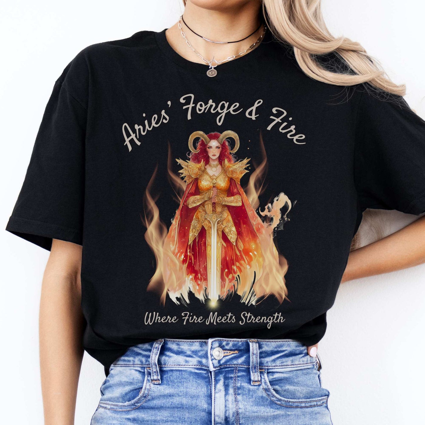 Aries' Forge & Fire Zodiac Shirt Black / S T-Shirt The Mystic Eden Bookish Book Lovers