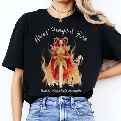 Aries' Forge & Fire Zodiac Shirt Black / S T-Shirt The Mystic Eden Bookish Book Lovers