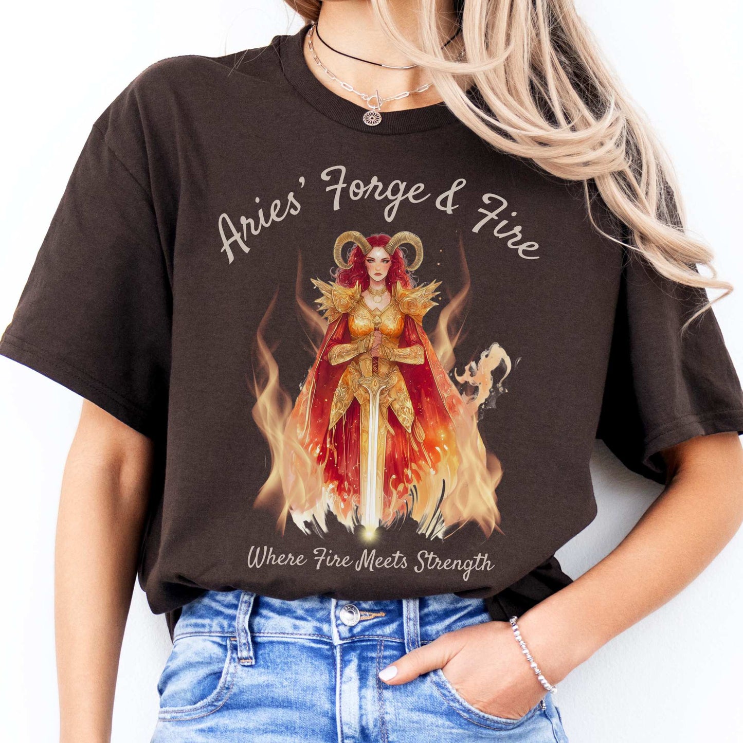 Aries' Forge & Fire Zodiac Shirt Dark Chocolate / S T-Shirt The Mystic Eden Bookish Book Lovers