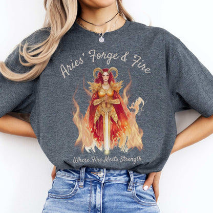 Aries' Forge & Fire Zodiac Shirt Dark Heather / S T-Shirt The Mystic Eden Bookish Book Lovers