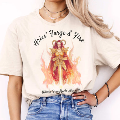 Aries' Forge & Fire Zodiac Shirt Natural / S T-Shirt The Mystic Eden Bookish Book Lovers
