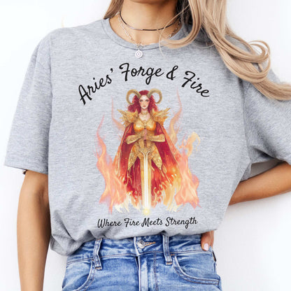 Aries' Forge & Fire Zodiac Shirt Sport Grey / S T-Shirt The Mystic Eden Bookish Book Lovers