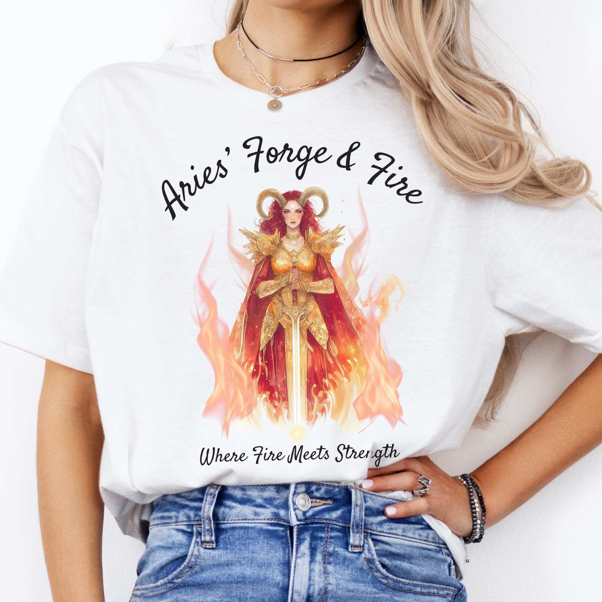 Aries' Forge & Fire Zodiac Shirt White / S T-Shirt The Mystic Eden Bookish Book Lovers
