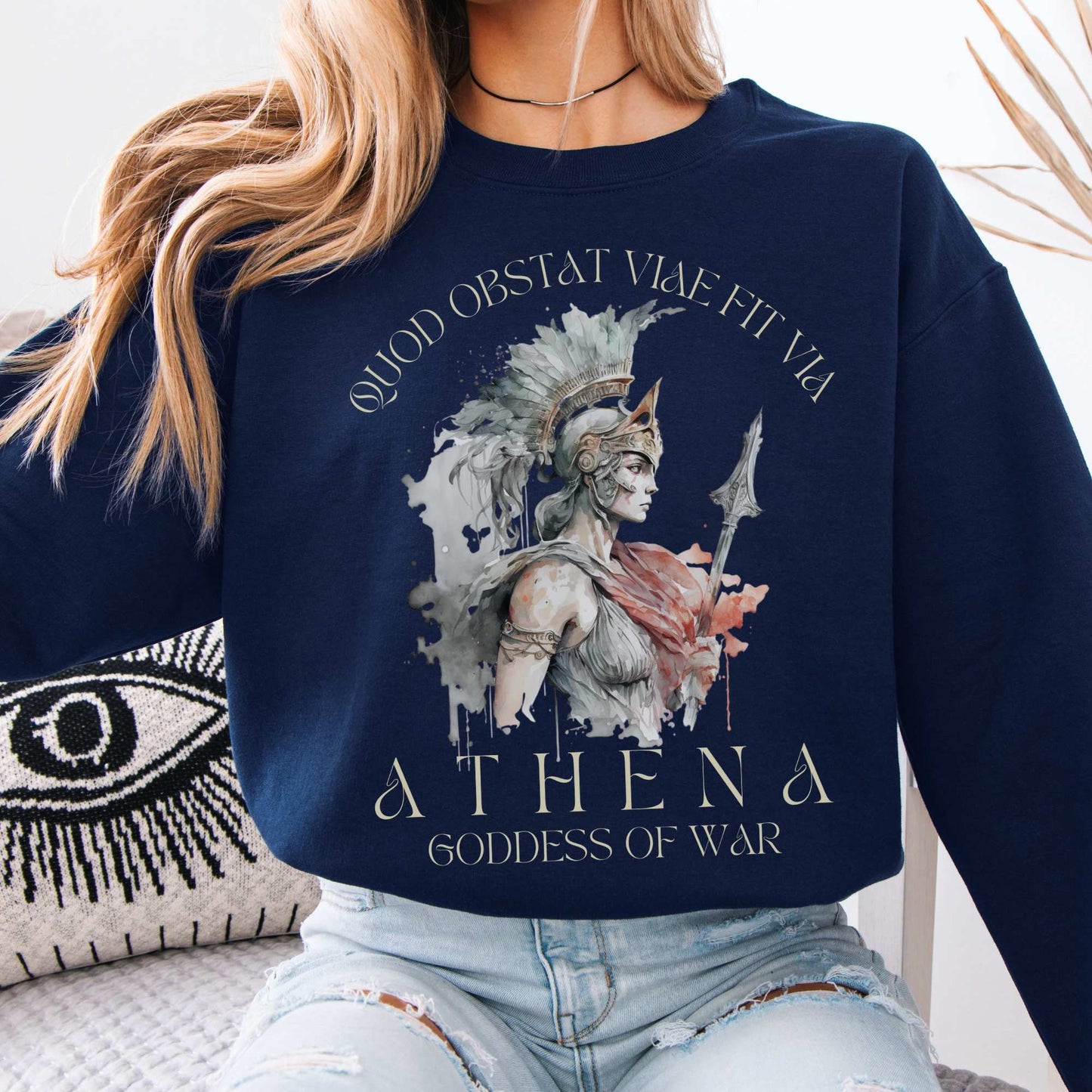 Athena Greek Mythology Sweatshirt Navy / S Sweatshirt The Mystic Eden Bookish Book Lovers