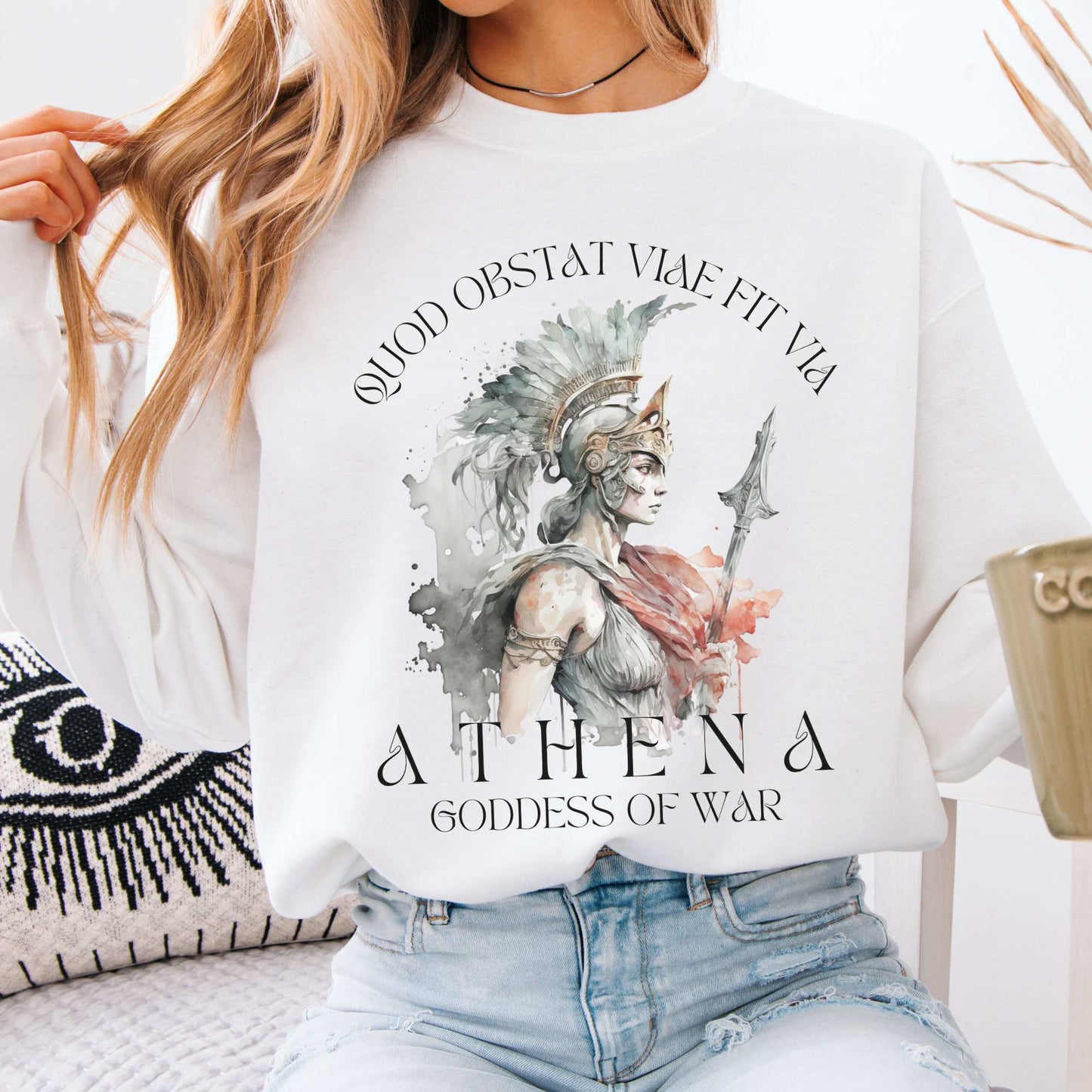 Athena Greek Mythology Sweatshirt White / S Sweatshirt The Mystic Eden Bookish Book Lovers
