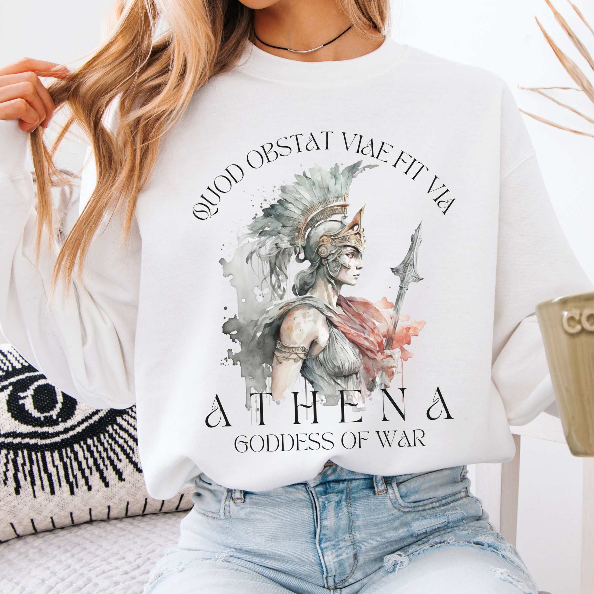 Athena Greek Mythology Sweatshirt White / S Sweatshirt The Mystic Eden Bookish Book Lovers