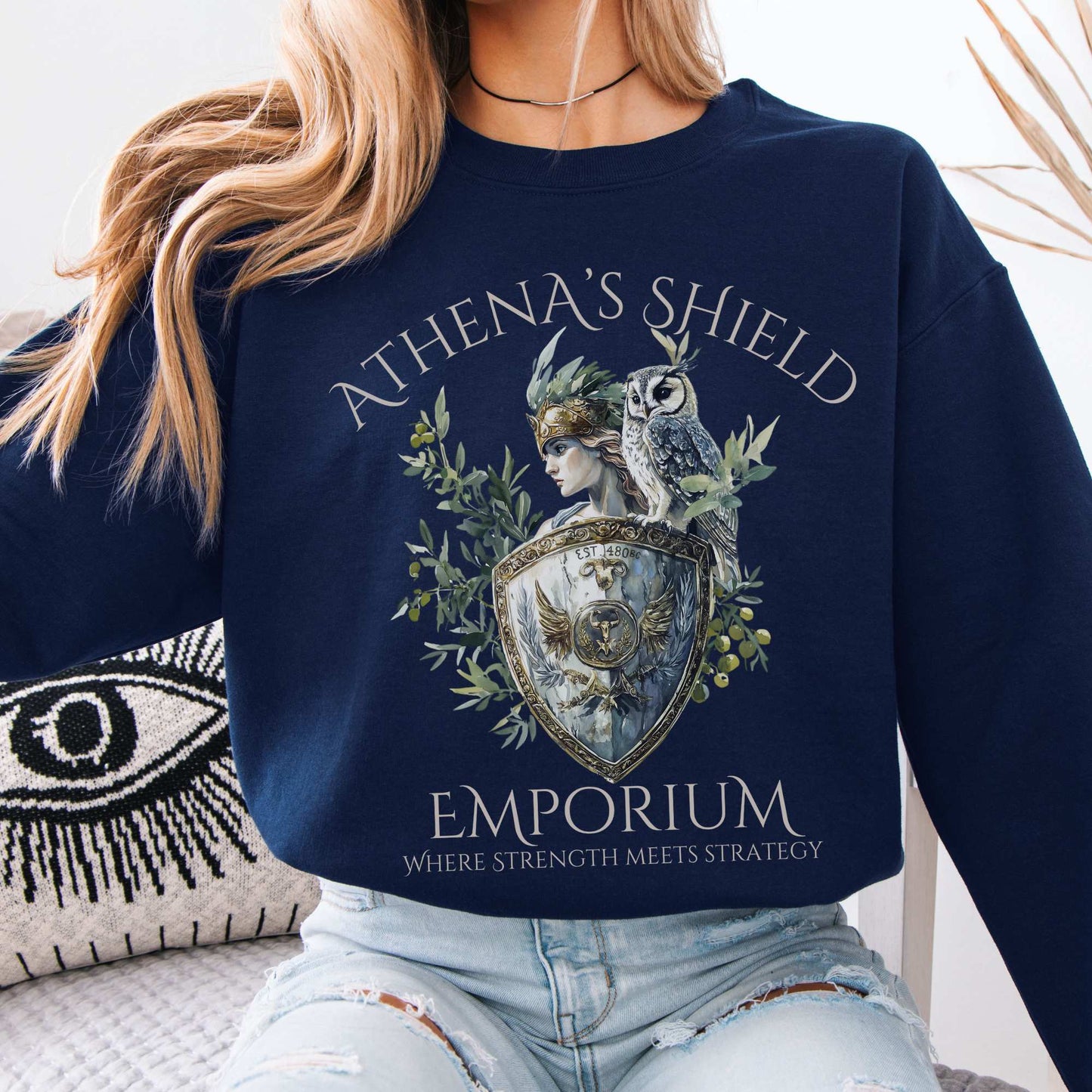 Athena's Shield Emporium Mythology Sweatshirt Navy / S Sweatshirt The Mystic Eden Bookish Book Lovers