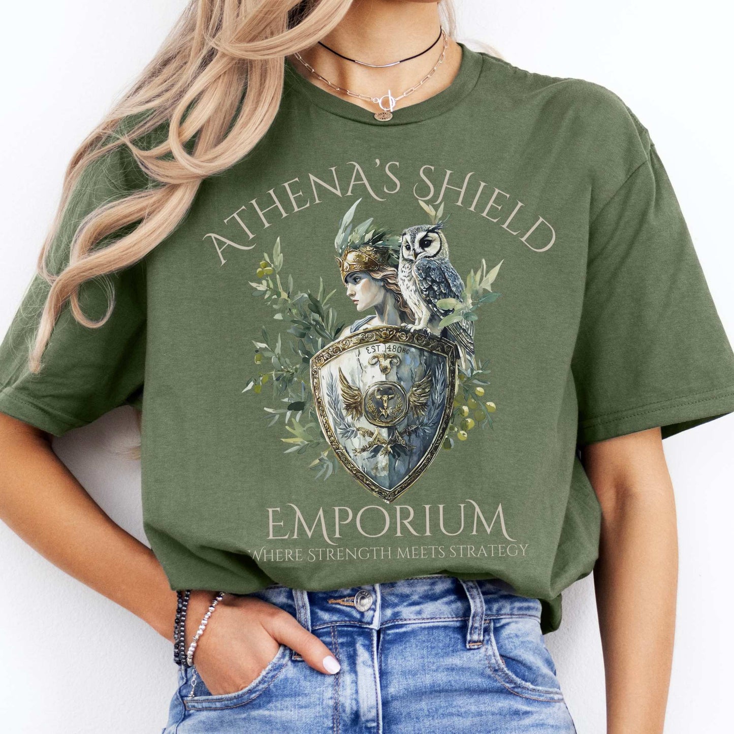 Athena's Shield Emporium Tee Military Green / S T-Shirt The Mystic Eden Bookish Book Lovers