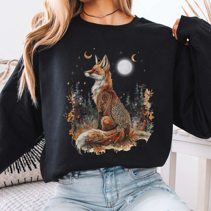 Autumn Cozy Fox Sweatshirt Black / S Sweatshirt The Mystic Eden Bookish Book Lovers