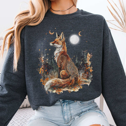 Autumn Cozy Fox Sweatshirt Dark Heather / S Sweatshirt The Mystic Eden Bookish Book Lovers