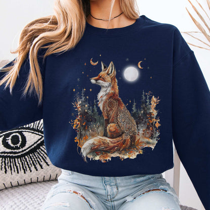 Autumn Cozy Fox Sweatshirt Navy / S Sweatshirt The Mystic Eden Bookish Book Lovers